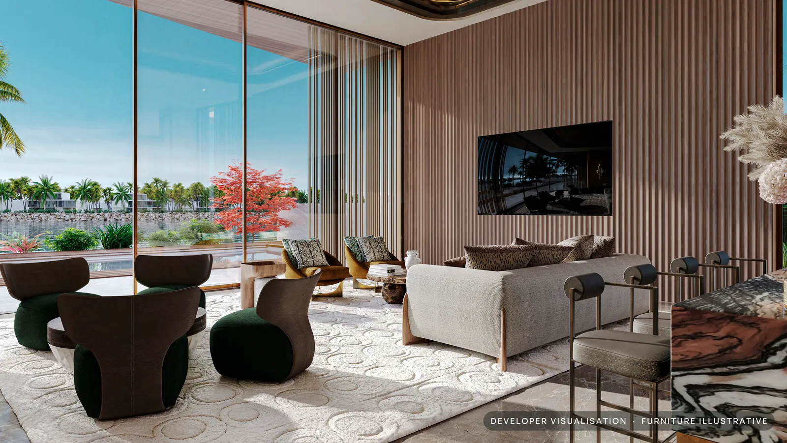 Developer visualisation: Family room facing the lagoon